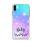 Personalised Black Name Purple Unicorn Marble Apple iPhone Xs Max Impact Case Pink Edge on Gold Phone
