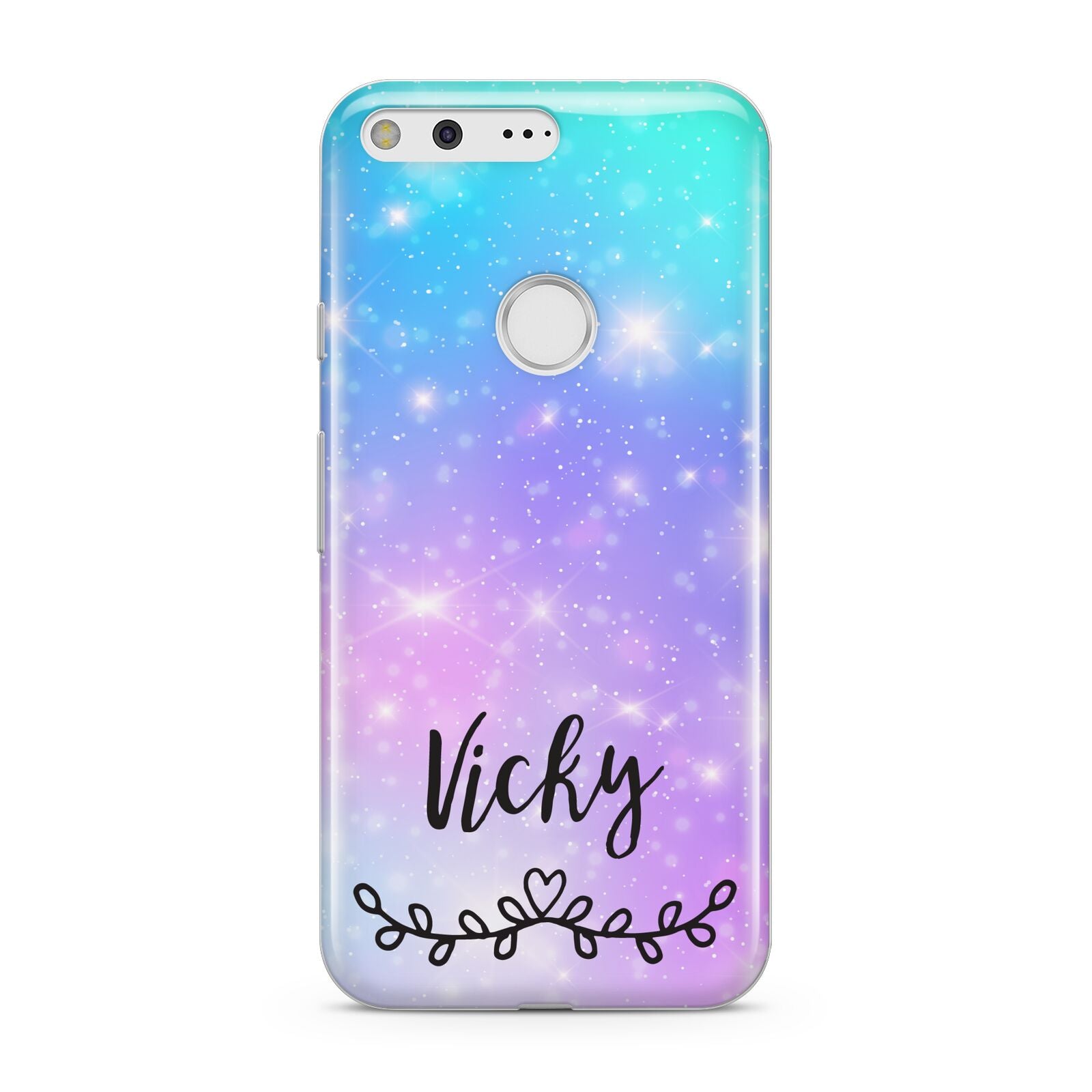 Personalised Black Name Purple Unicorn Marble Google Pixel Case