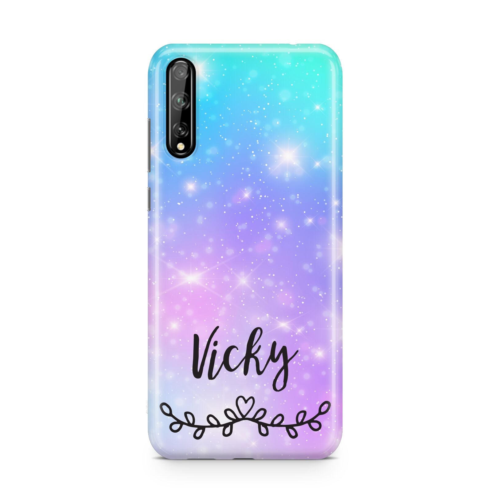 Personalised Black Name Purple Unicorn Marble Huawei Enjoy 10s Phone Case