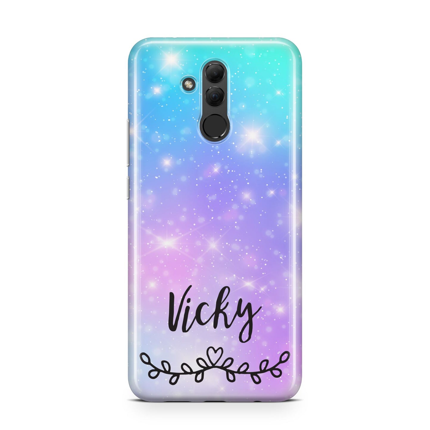 Personalised Black Name Purple Unicorn Marble Huawei Mate 20 Lite