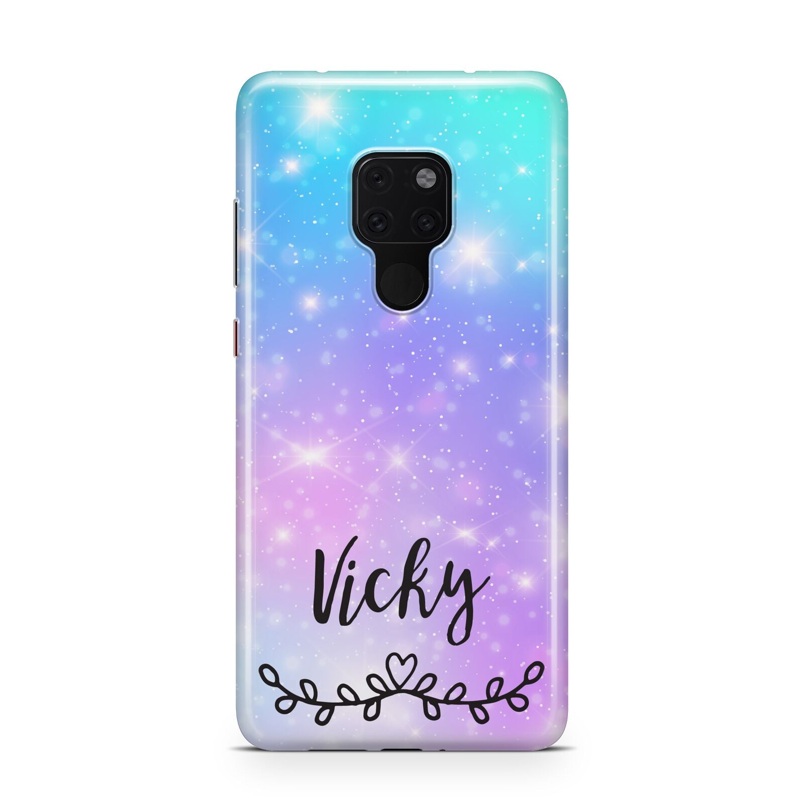 Personalised Black Name Purple Unicorn Marble Huawei Mate 20 Phone Case