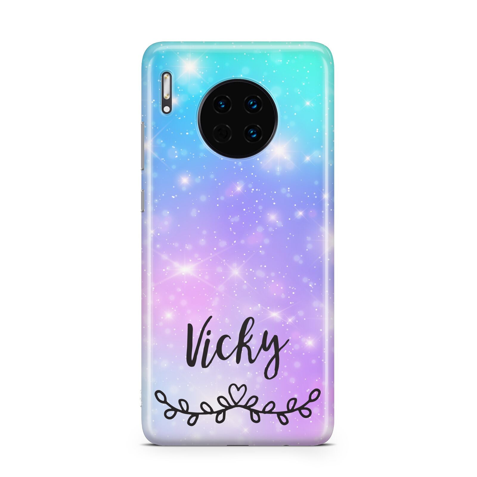 Personalised Black Name Purple Unicorn Marble Huawei Mate 30