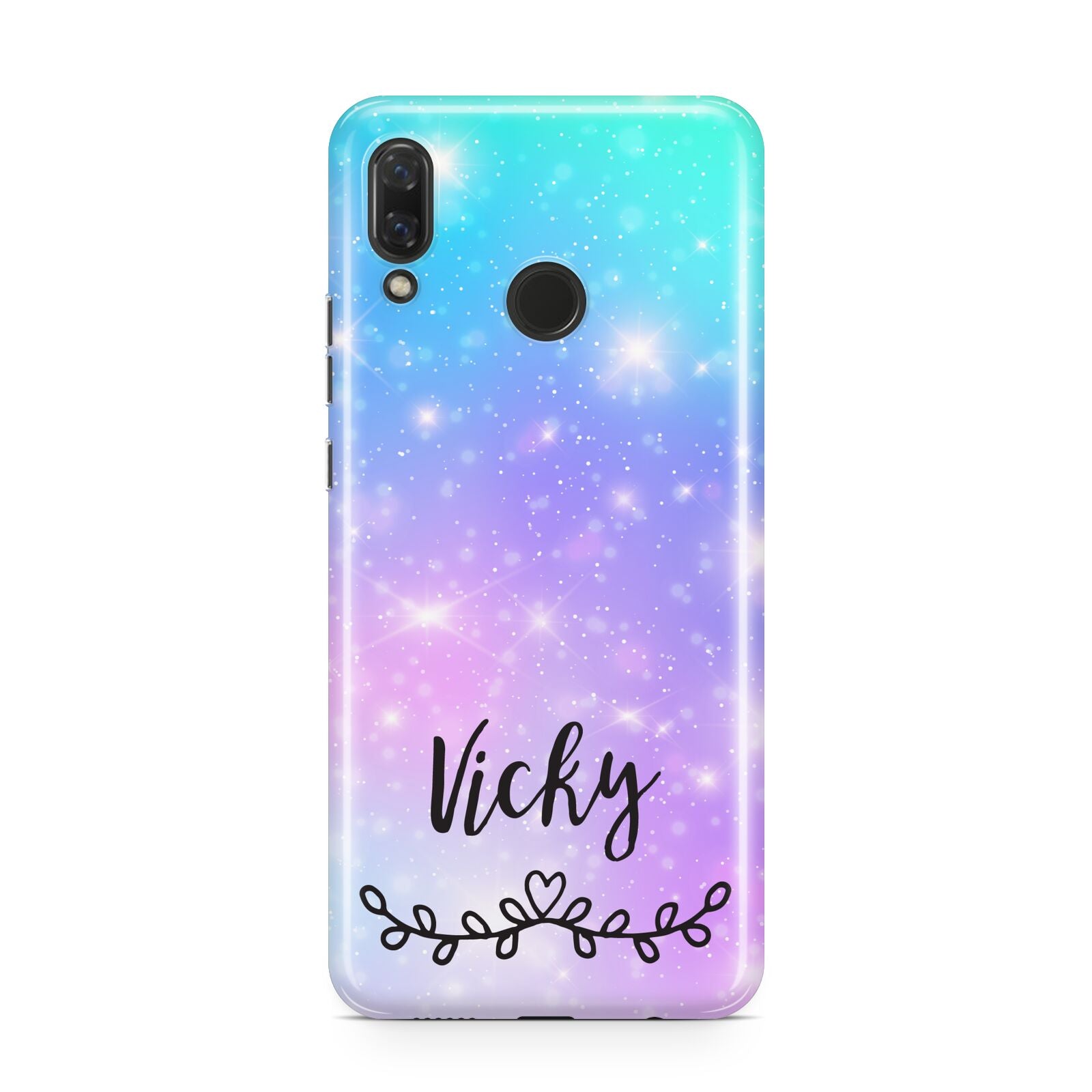 Personalised Black Name Purple Unicorn Marble Huawei Nova 3 Phone Case