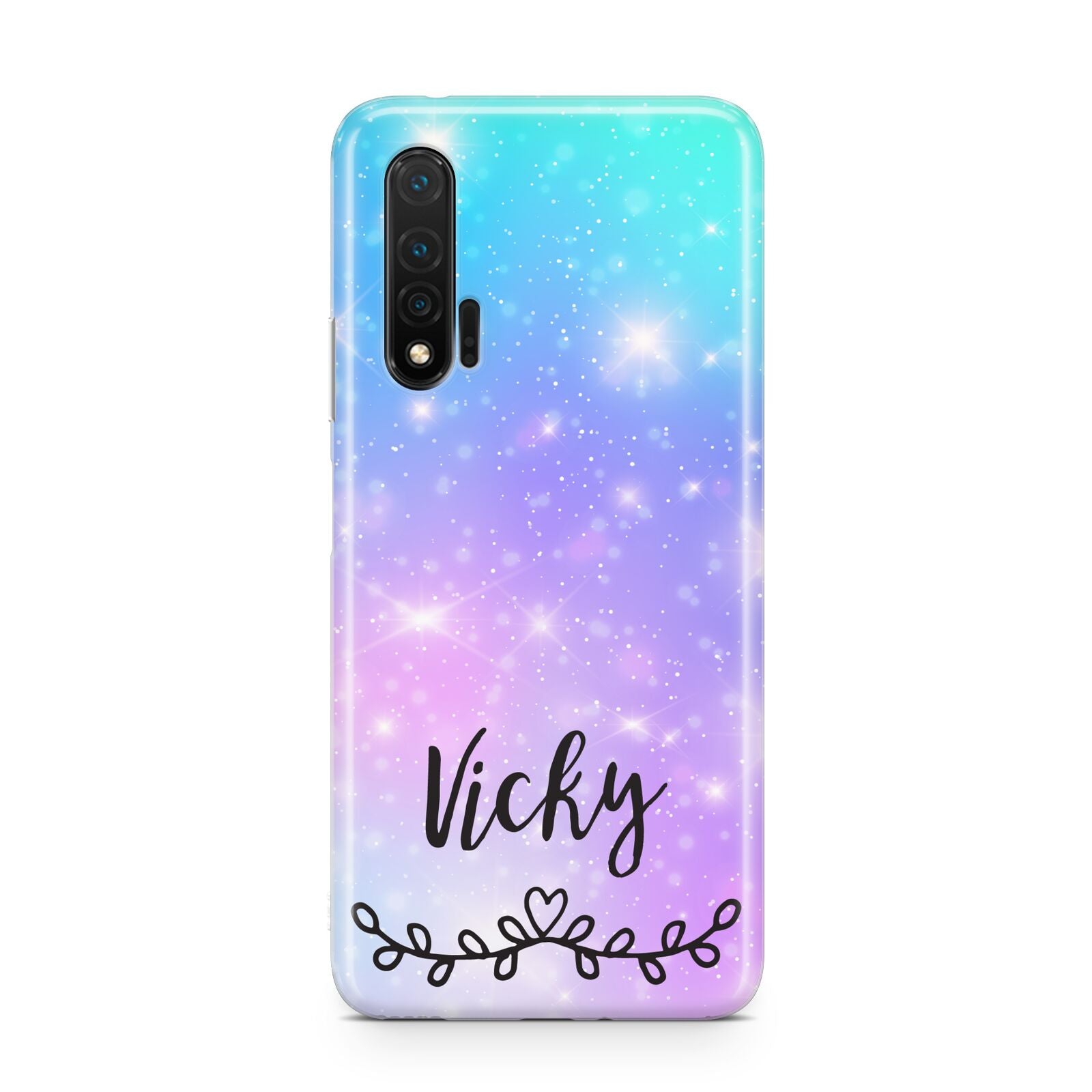 Personalised Black Name Purple Unicorn Marble Huawei Nova 6 Phone Case