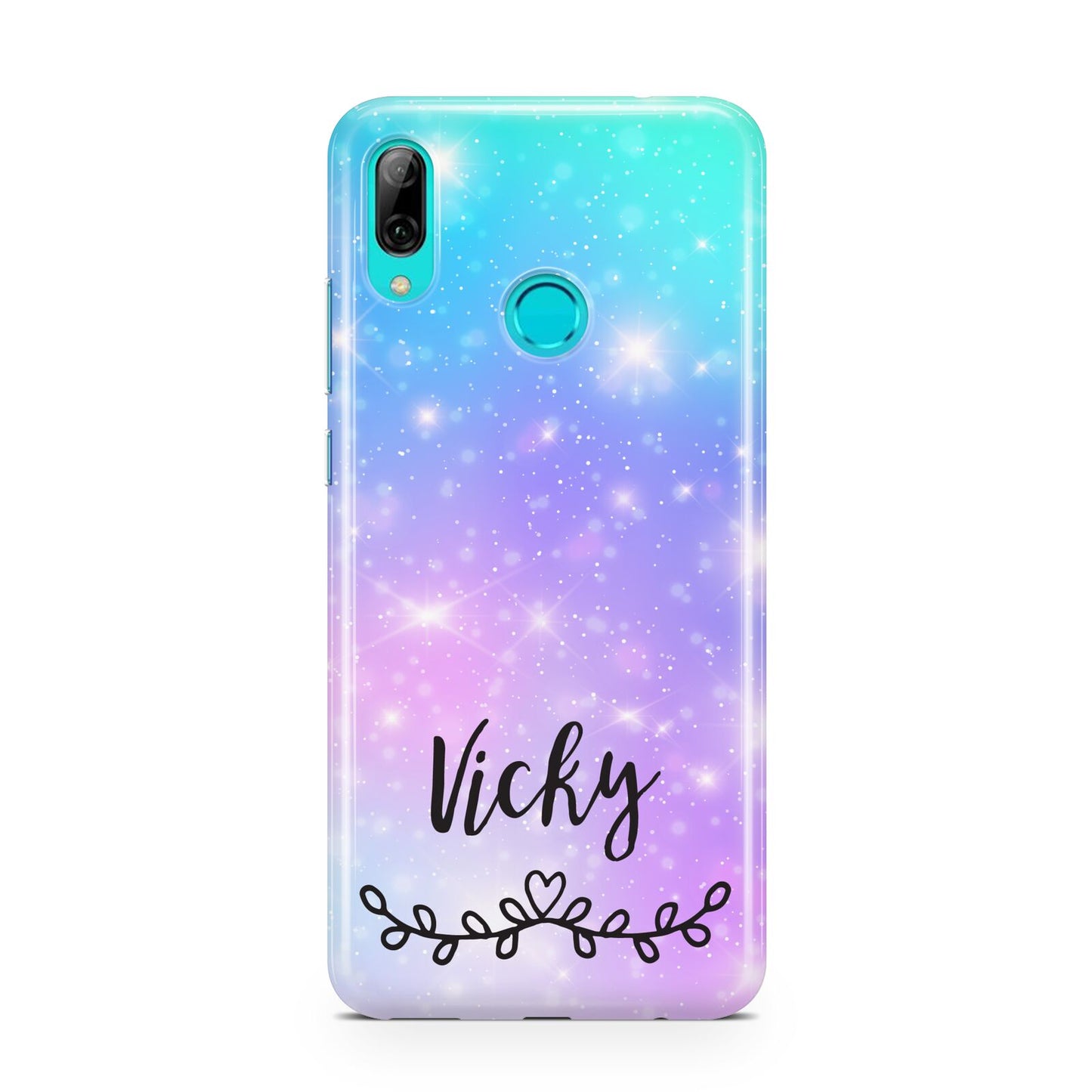Personalised Black Name Purple Unicorn Marble Huawei P Smart 2019 Case