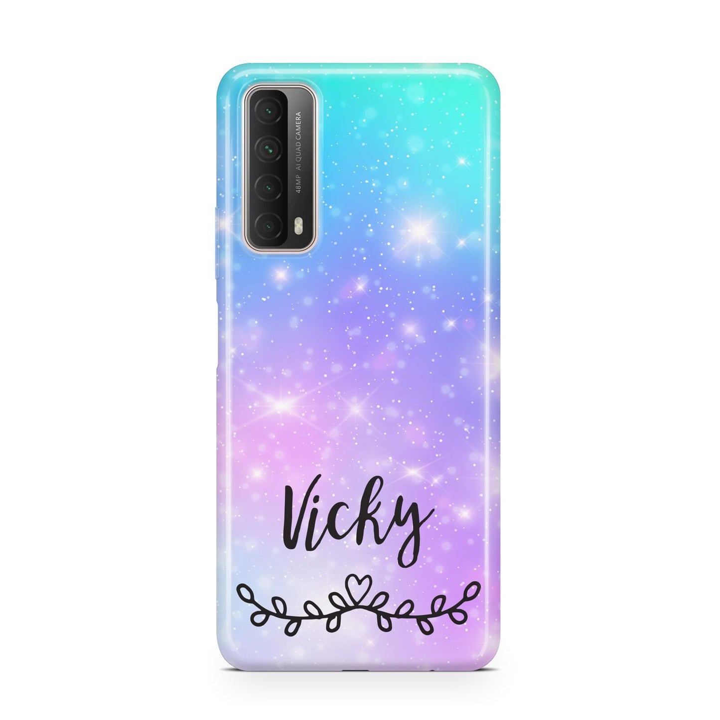 Personalised Black Name Purple Unicorn Marble Huawei P Smart 2021