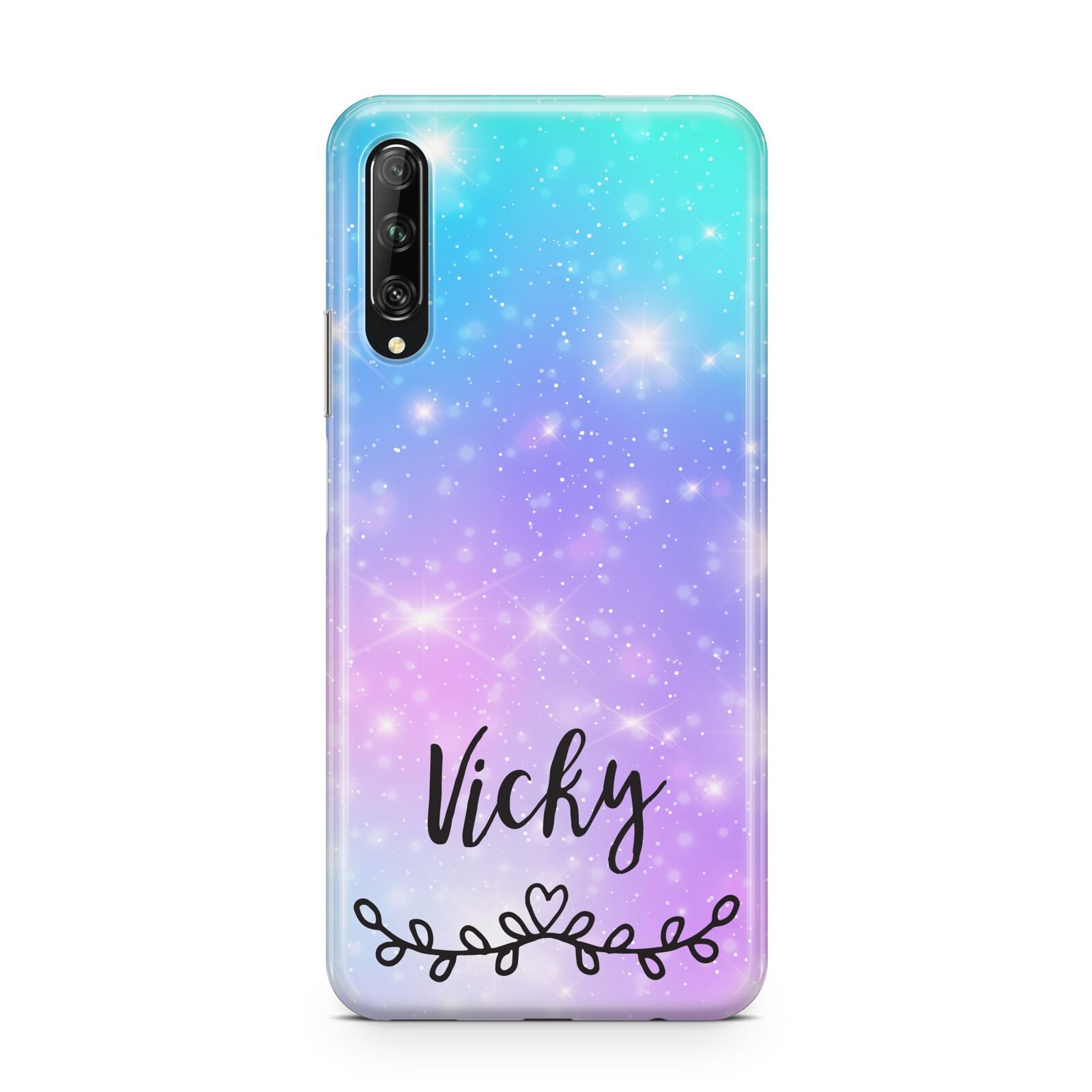 Personalised Black Name Purple Unicorn Marble Huawei P Smart Pro 2019