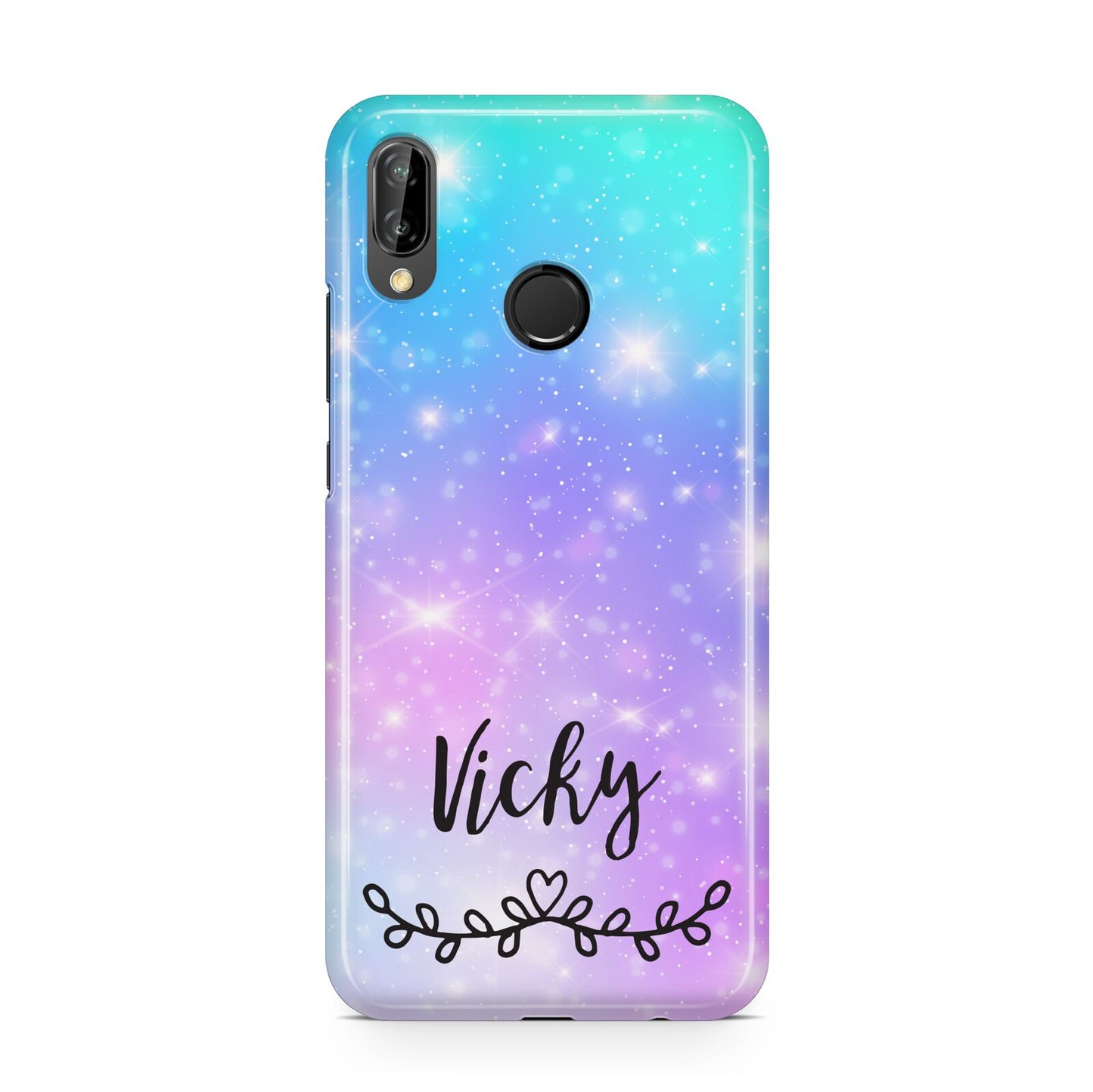 Personalised Black Name Purple Unicorn Marble Huawei P20 Lite Phone Case