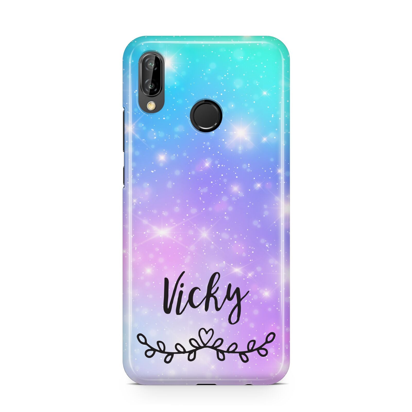 Personalised Black Name Purple Unicorn Marble Huawei P20 Lite Phone Case
