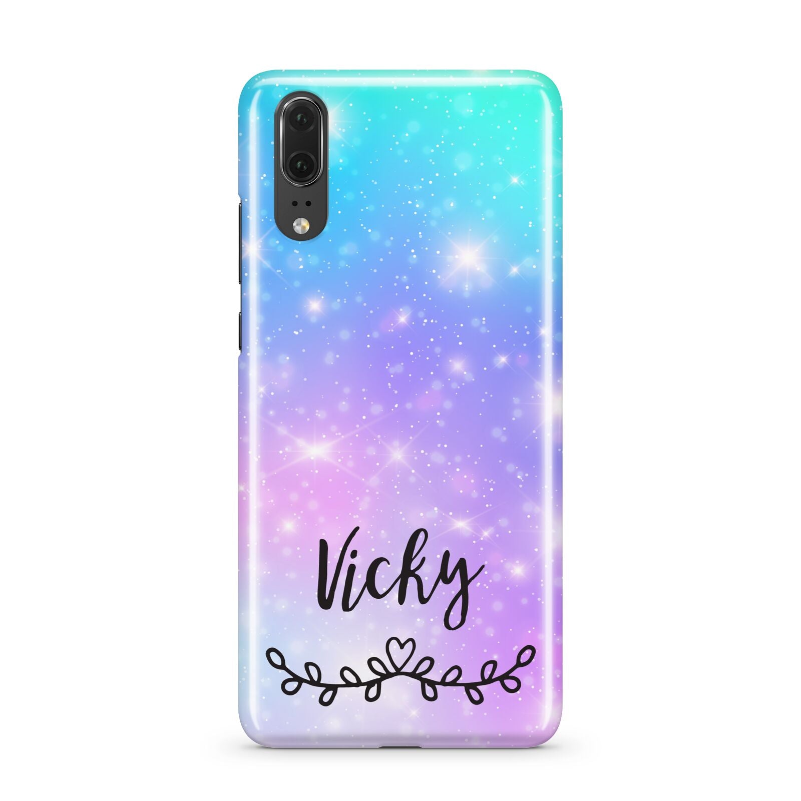 Personalised Black Name Purple Unicorn Marble Huawei P20 Phone Case