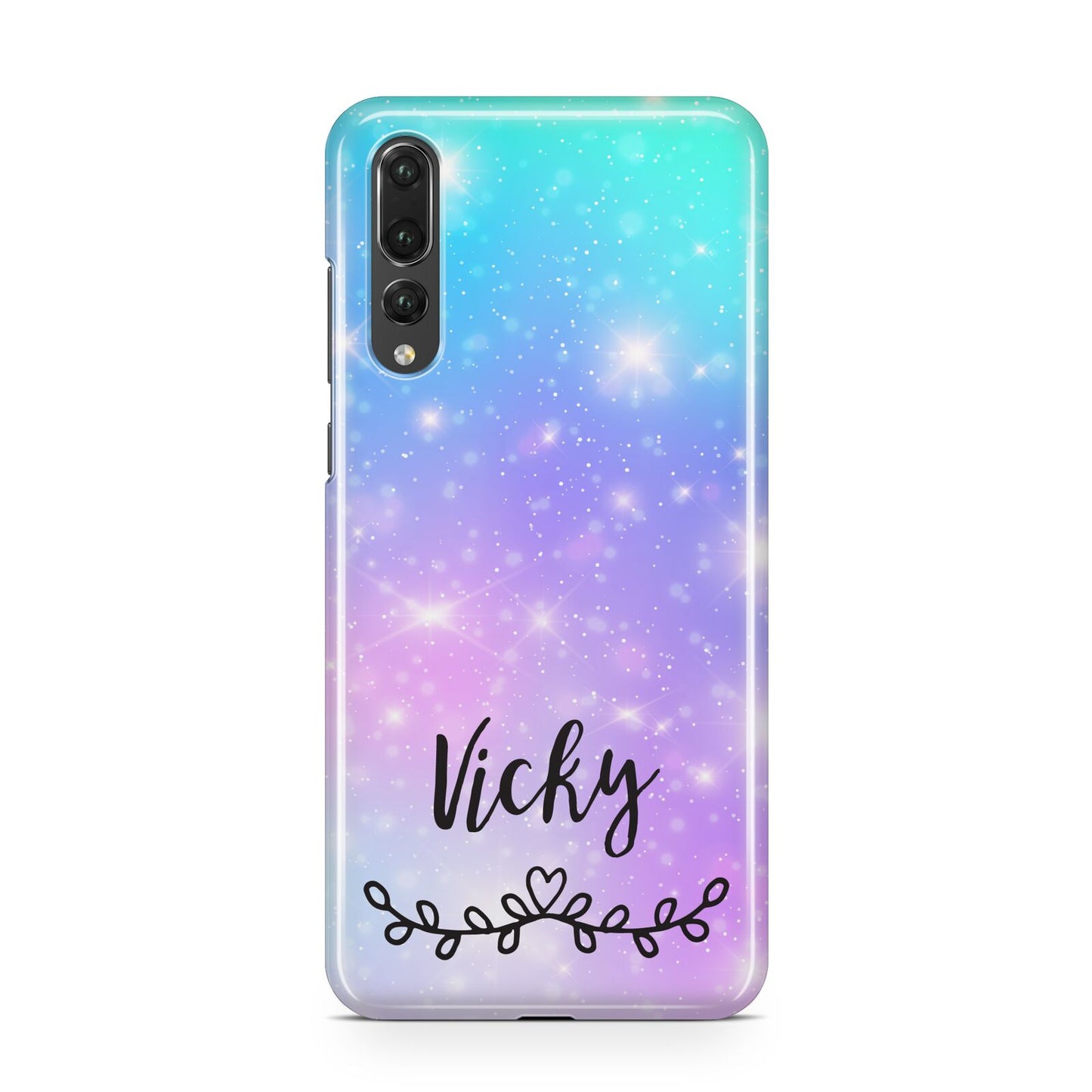 Personalised Black Name Purple Unicorn Marble Huawei P20 Pro Phone Case