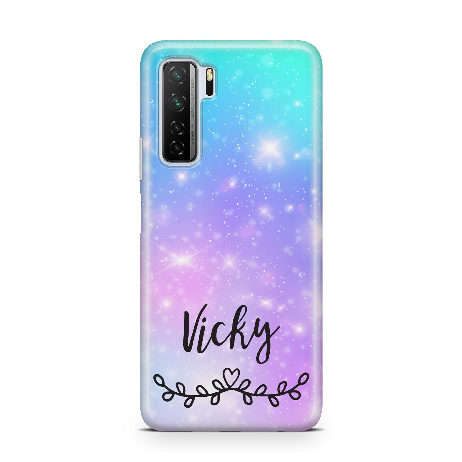 Personalised Black Name Purple Unicorn Marble Huawei P40 Lite 5G Phone Case