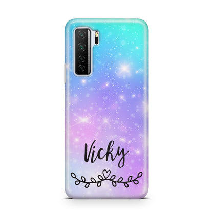 Personalised Black Name Purple Unicorn Marble Huawei P40 Lite 5G Phone Case