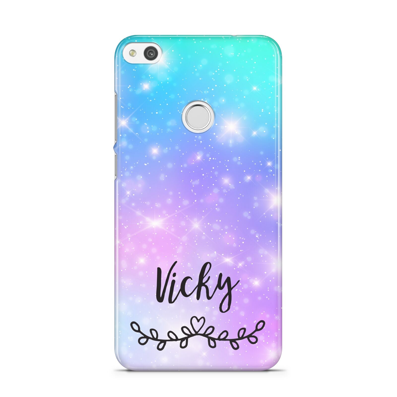 Personalised Black Name Purple Unicorn Marble Huawei P8 Lite Case