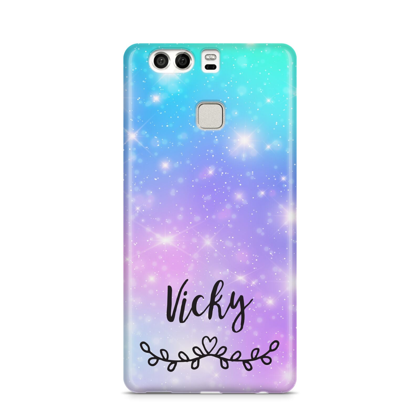 Personalised Black Name Purple Unicorn Marble Huawei P9 Case