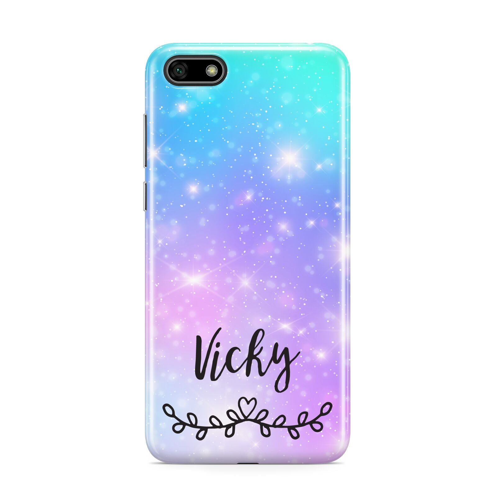 Personalised Black Name Purple Unicorn Marble Huawei Y5 Prime 2018 Phone Case
