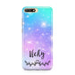 Personalised Black Name Purple Unicorn Marble Huawei Y6 2018