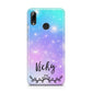 Personalised Black Name Purple Unicorn Marble Huawei Y7 2019