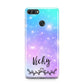 Personalised Black Name Purple Unicorn Marble Huawei Y9 2018