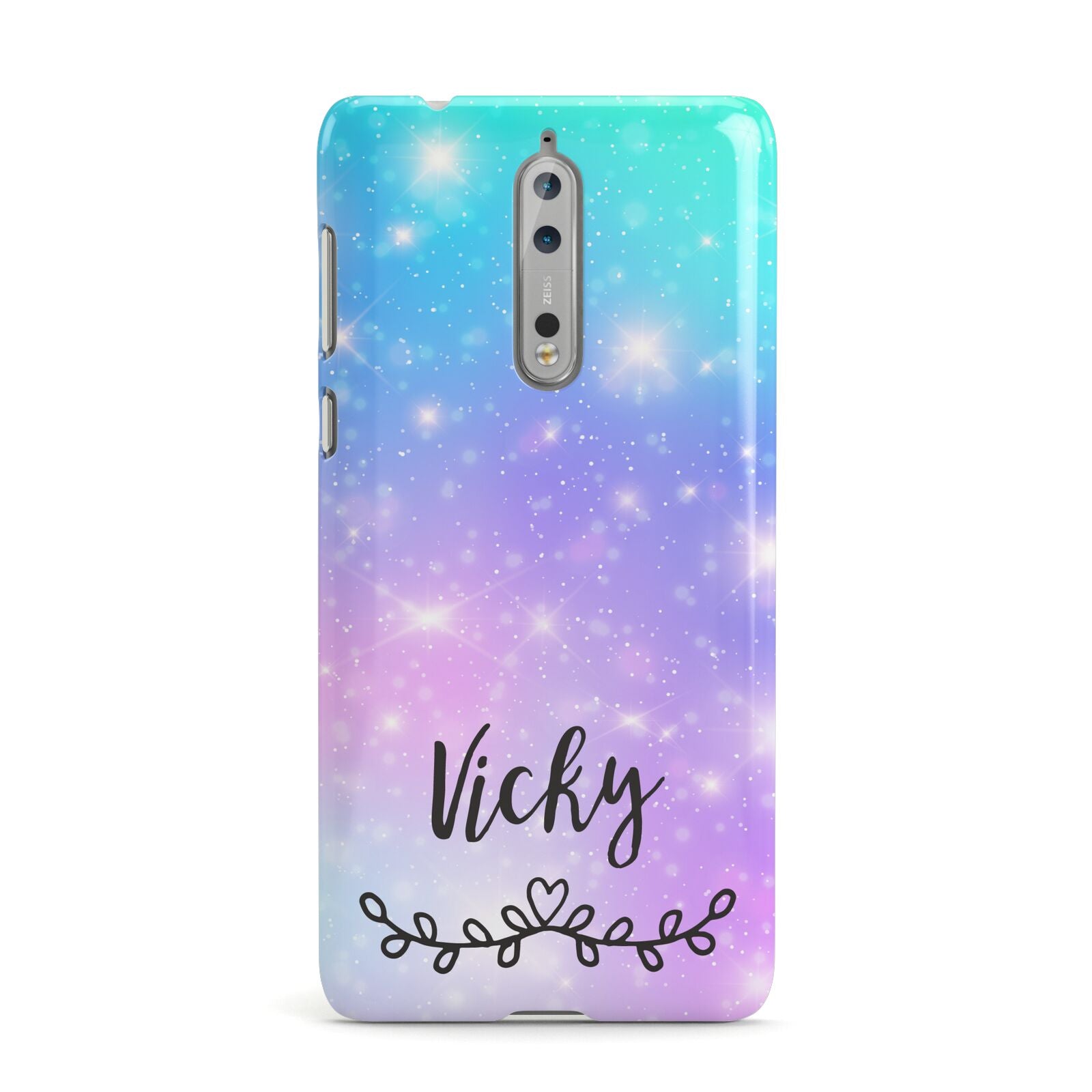 Personalised Black Name Purple Unicorn Marble Nokia Case