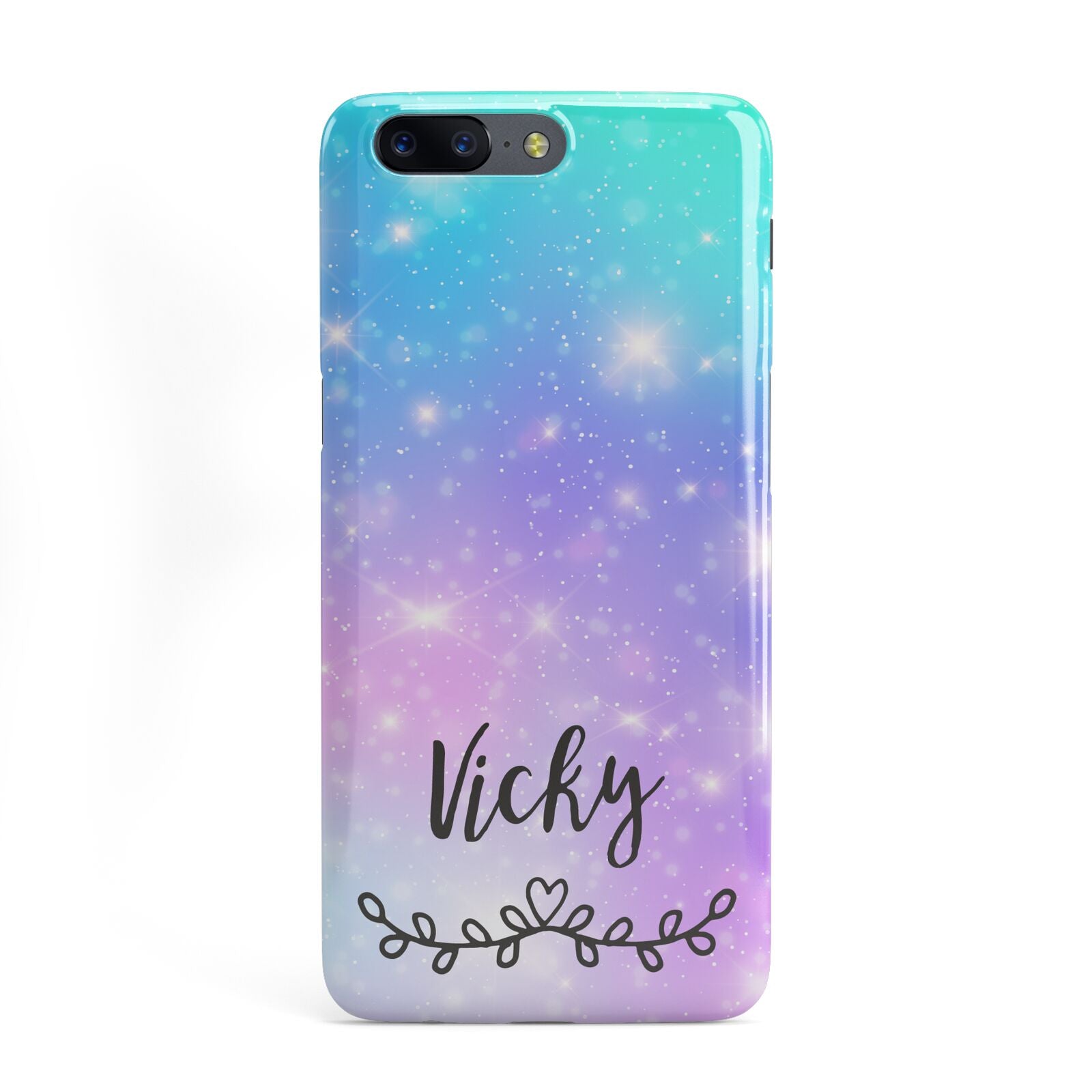 Personalised Black Name Purple Unicorn Marble OnePlus Case