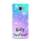 Personalised Black Name Purple Unicorn Marble Samsung Galaxy A3 2016 Case on gold phone