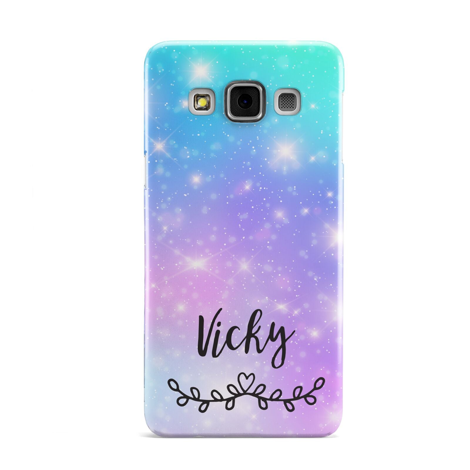 Personalised Black Name Purple Unicorn Marble Samsung Galaxy A3 Case