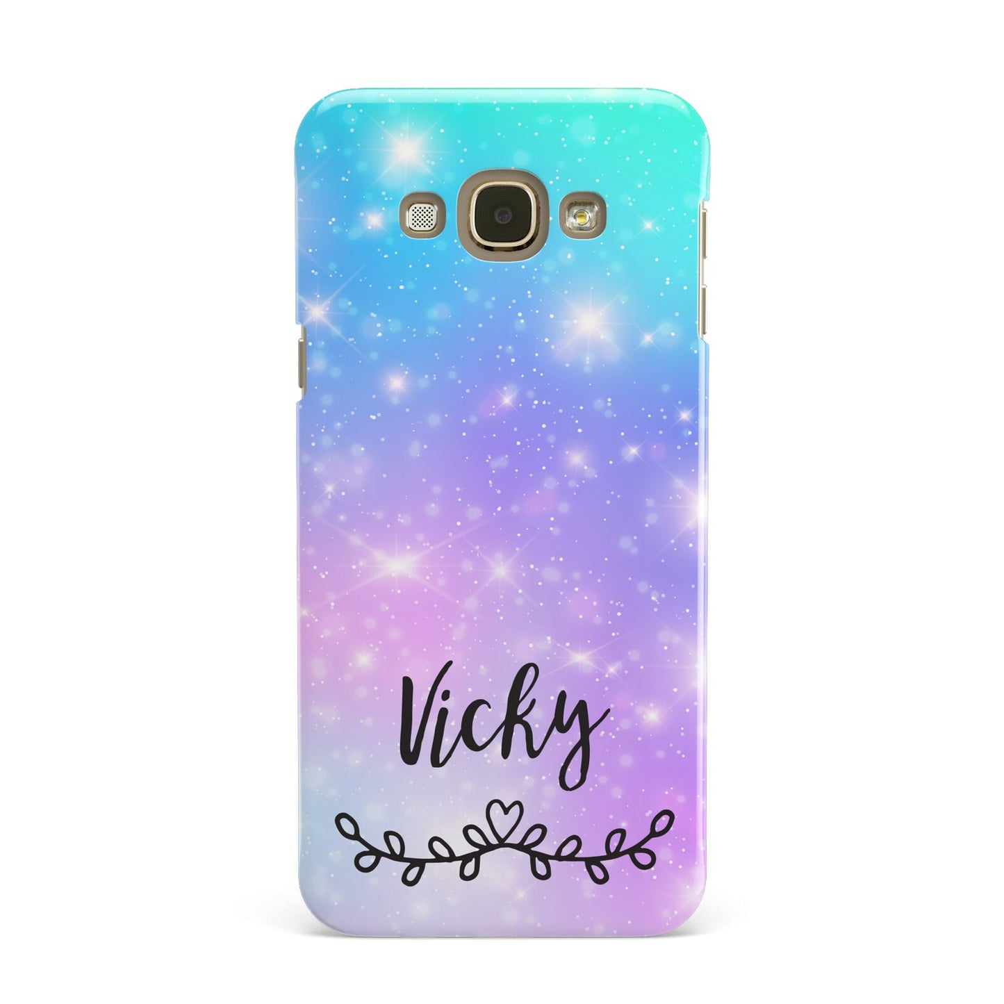 Personalised Black Name Purple Unicorn Marble Samsung Galaxy A8 Case