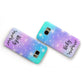 Personalised Black Name Purple Unicorn Marble Samsung Galaxy Case Flat Overview