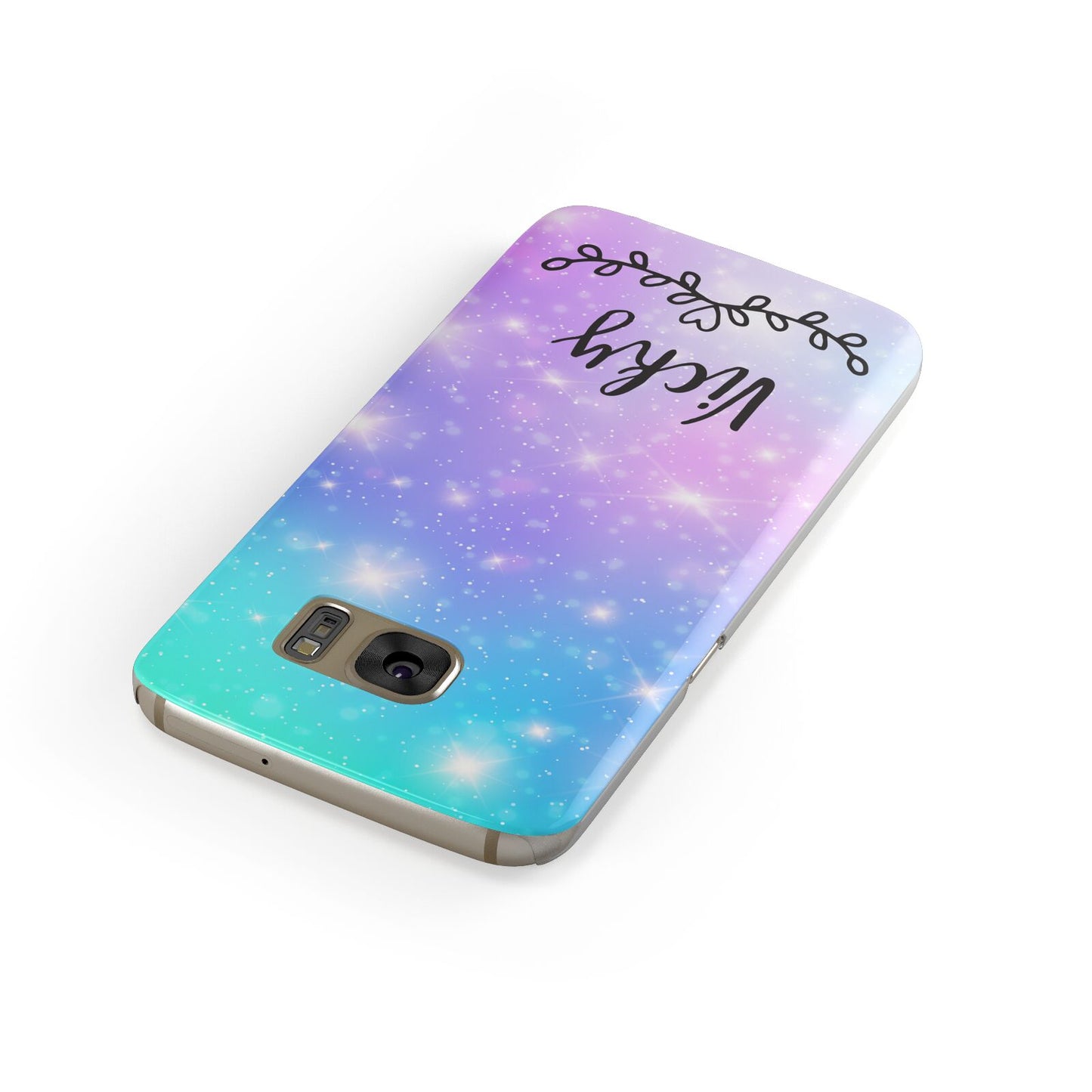 Personalised Black Name Purple Unicorn Marble Samsung Galaxy Case Front Close Up