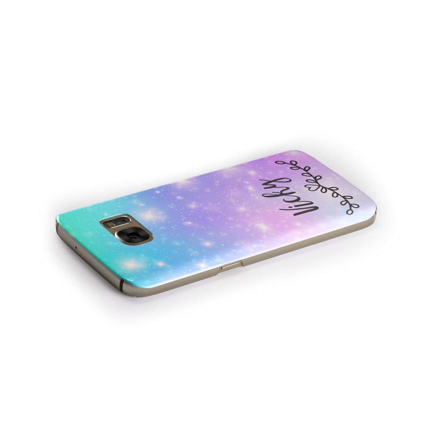Personalised Black Name Purple Unicorn Marble Samsung Galaxy Case Side Close Up