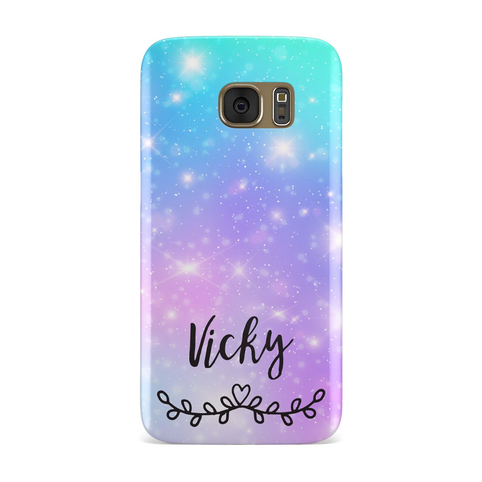 Personalised Black Name Purple Unicorn Marble Samsung Galaxy Case