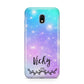 Personalised Black Name Purple Unicorn Marble Samsung Galaxy J3 2017 Case