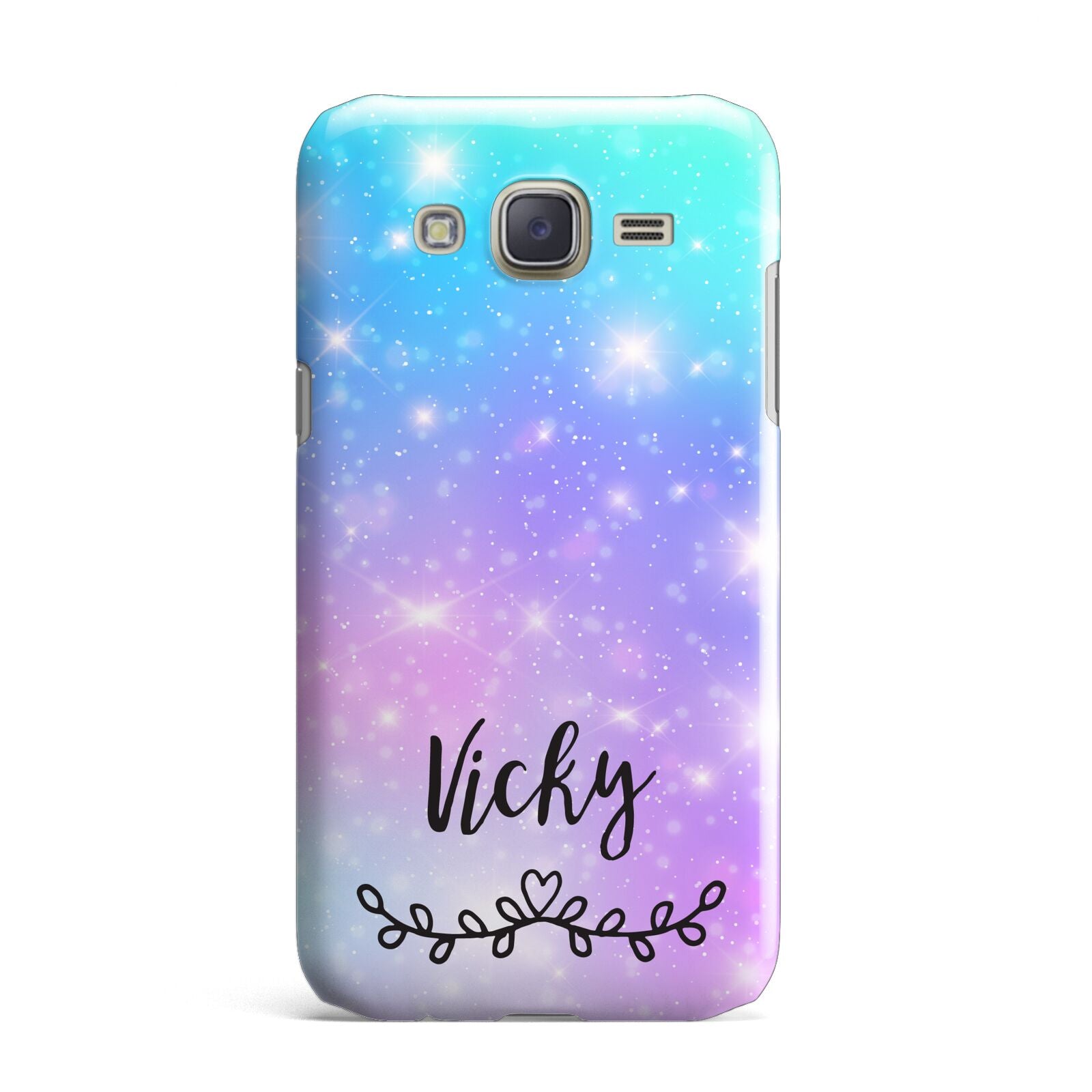 Personalised Black Name Purple Unicorn Marble Samsung Galaxy J7 Case