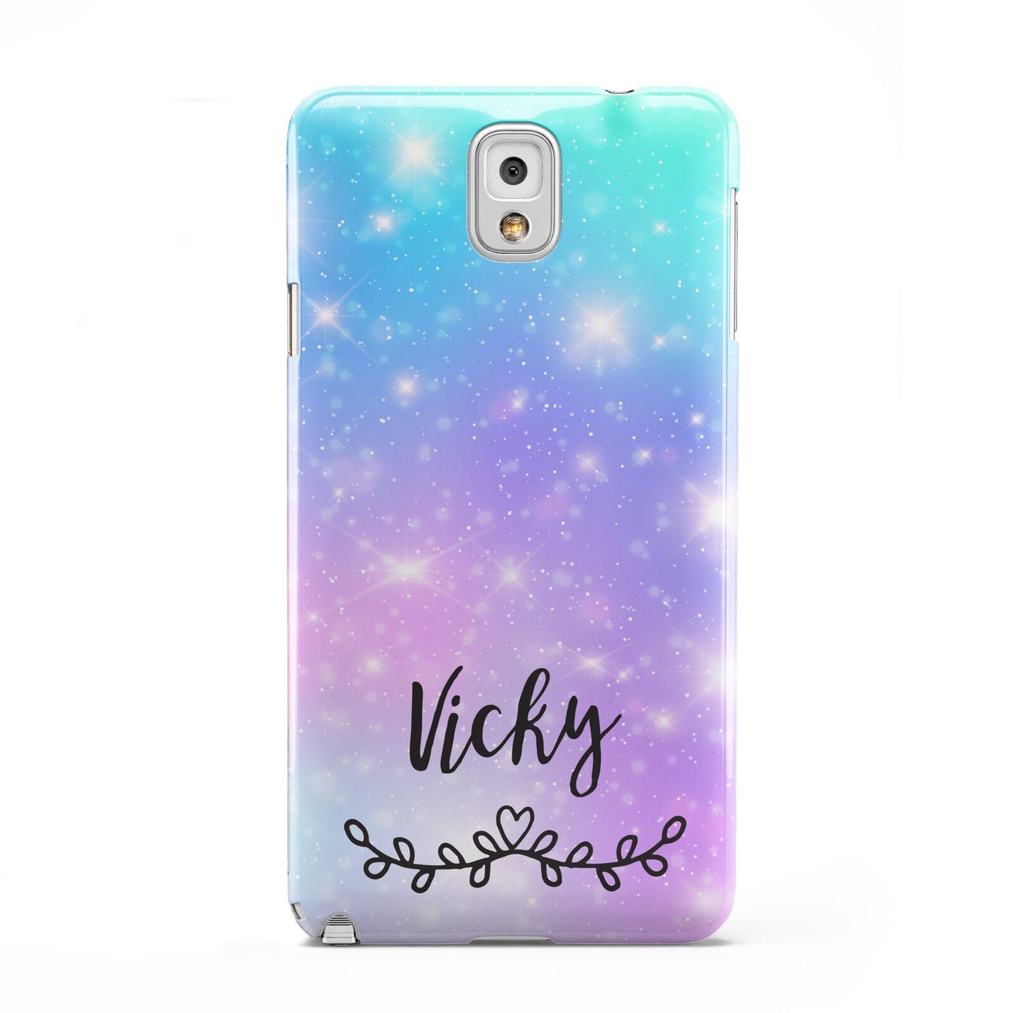 Personalised Black Name Purple Unicorn Marble Samsung Galaxy Note 3 Case