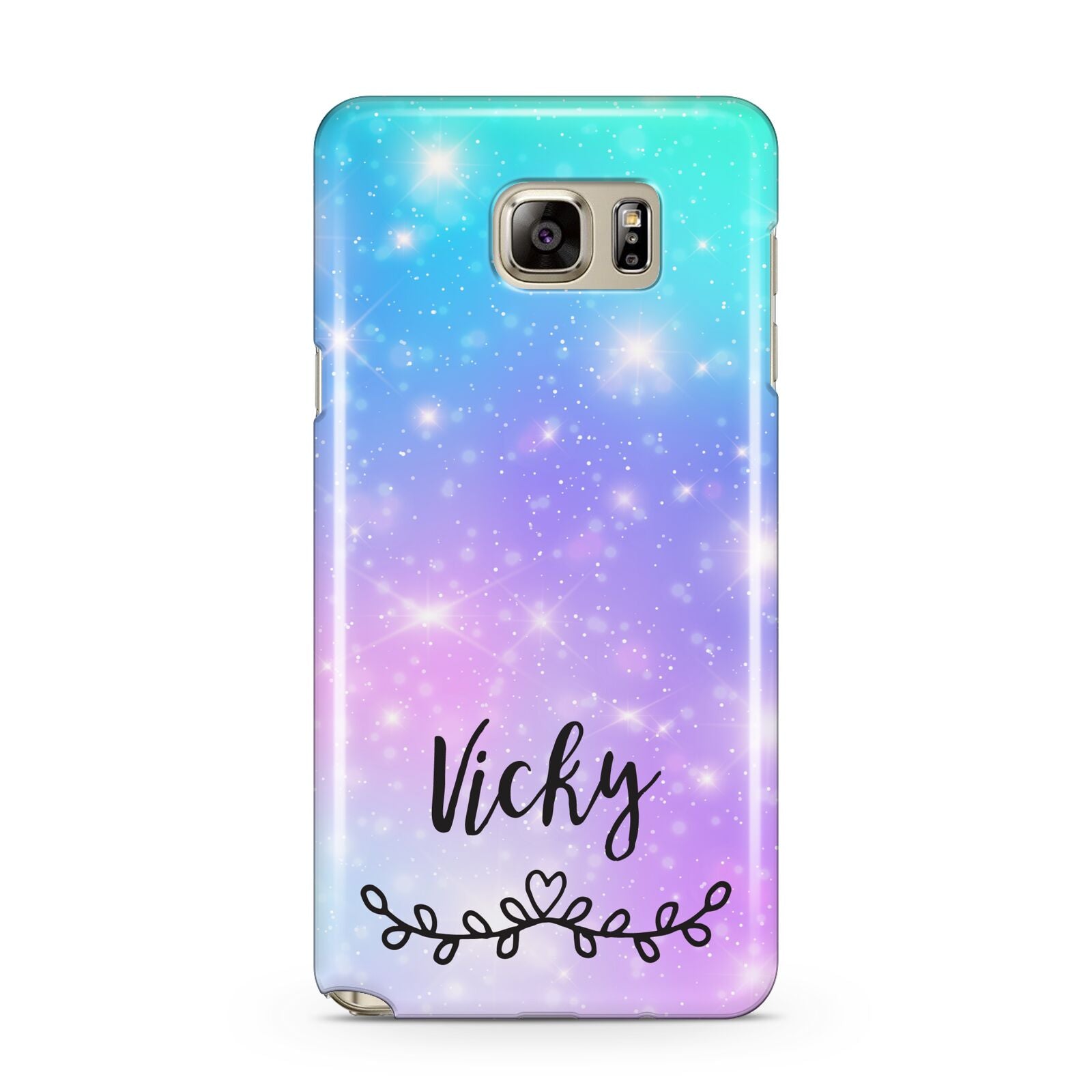 Personalised Black Name Purple Unicorn Marble Samsung Galaxy Note 5 Case