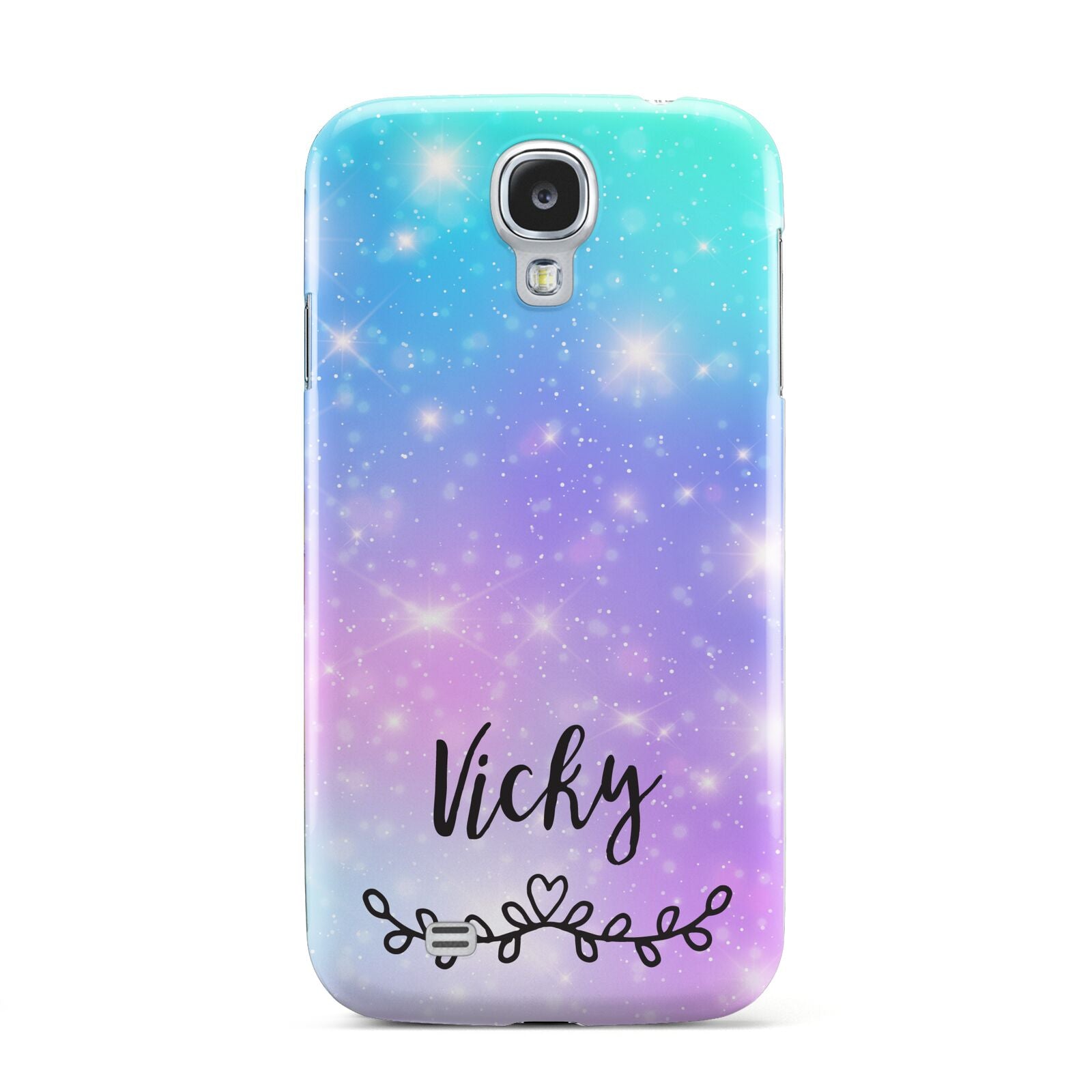Personalised Black Name Purple Unicorn Marble Samsung Galaxy S4 Case