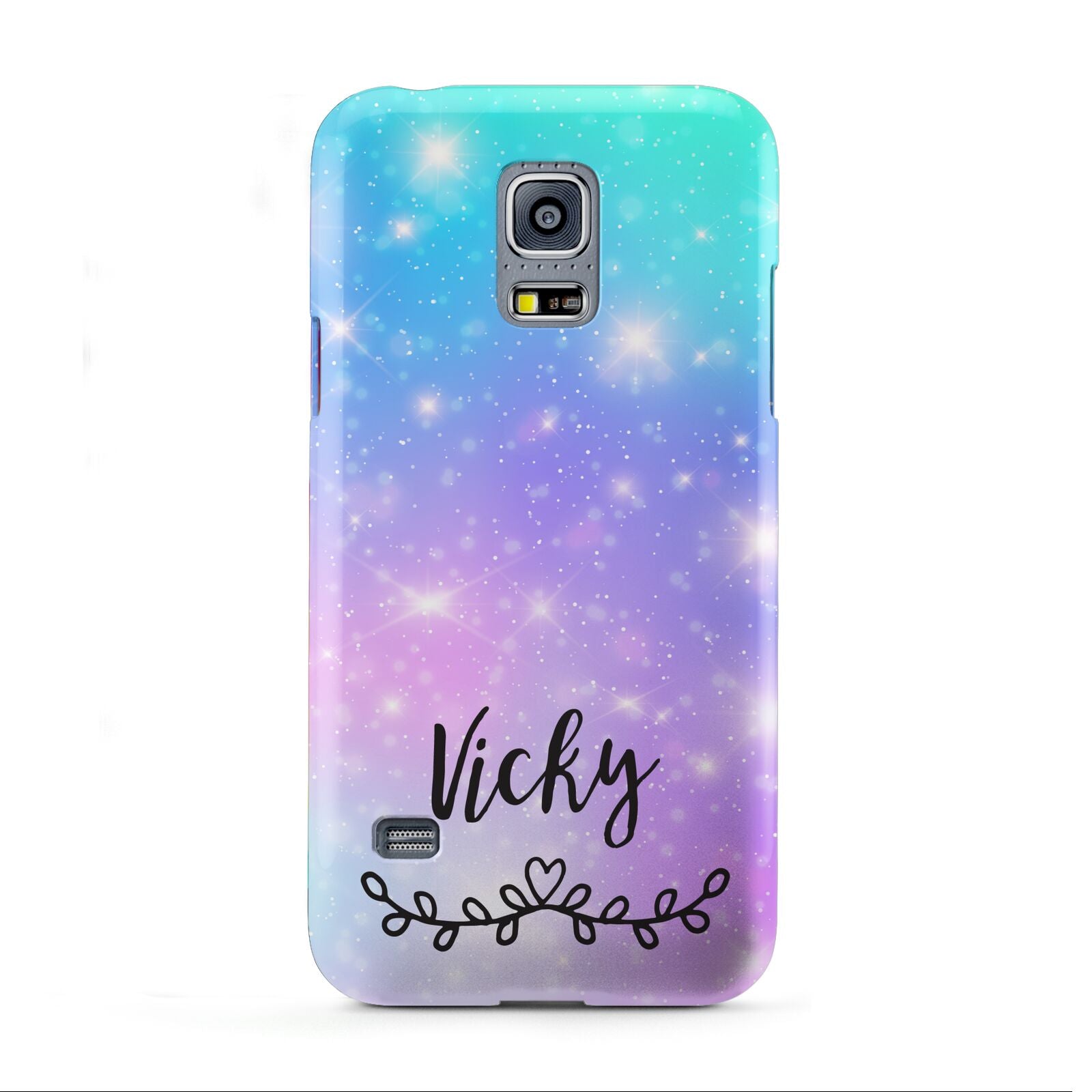 Personalised Black Name Purple Unicorn Marble Samsung Galaxy S5 Mini Case