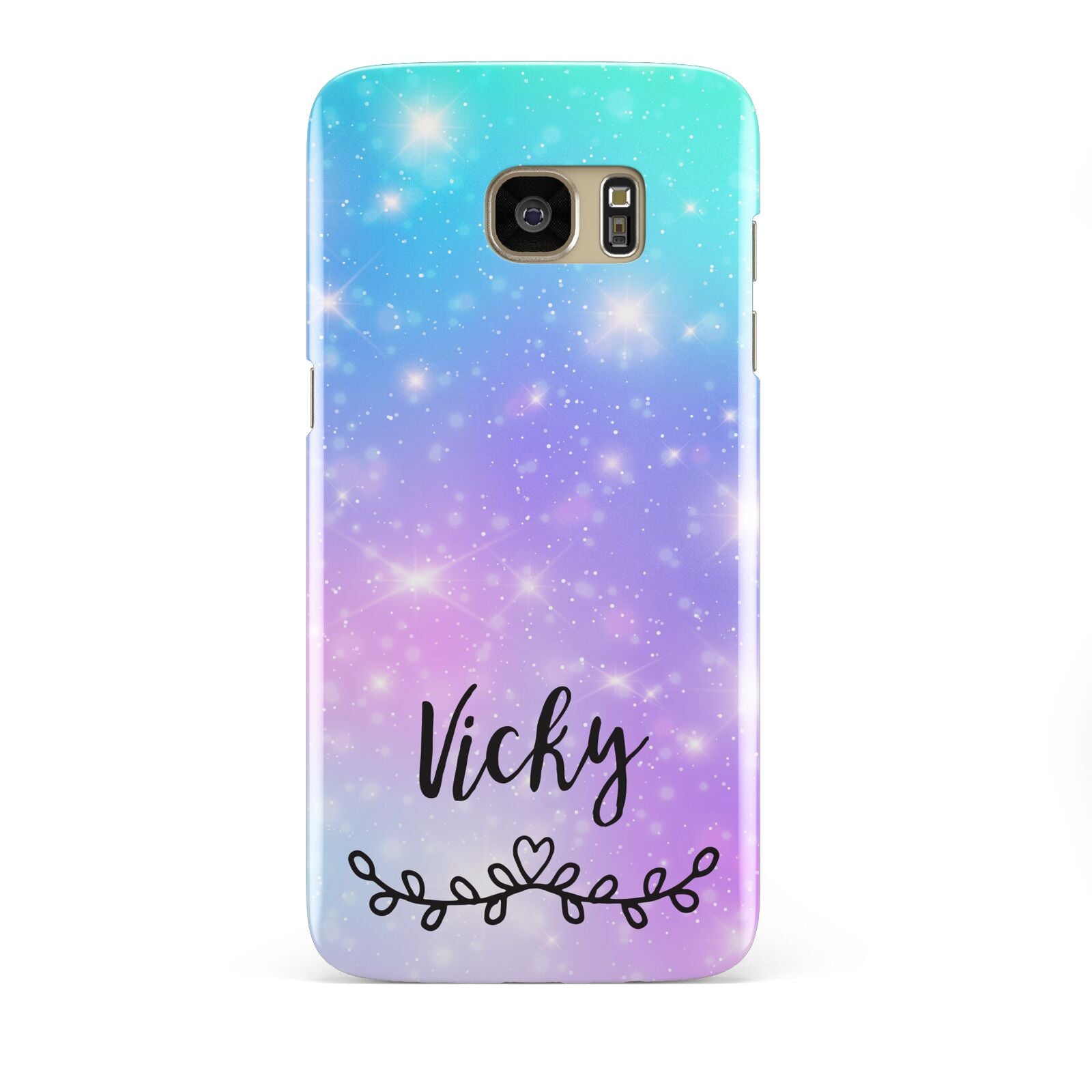 Personalised Black Name Purple Unicorn Marble Samsung Galaxy S7 Edge Case