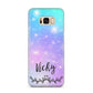 Personalised Black Name Purple Unicorn Marble Samsung Galaxy S8 Plus Case