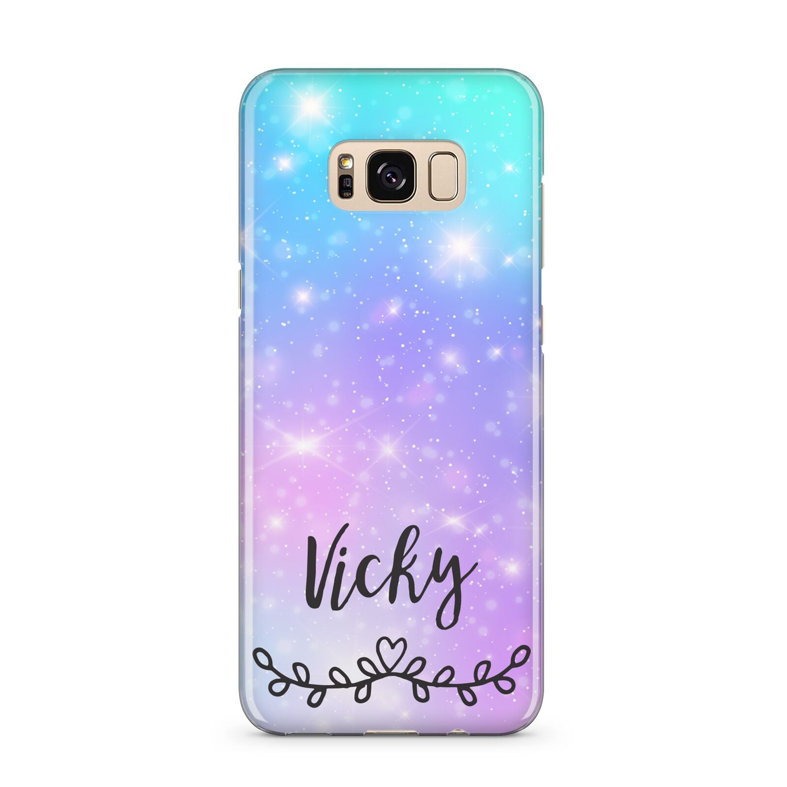Personalised Black Name Purple Unicorn Marble Samsung Galaxy S8 Plus Case