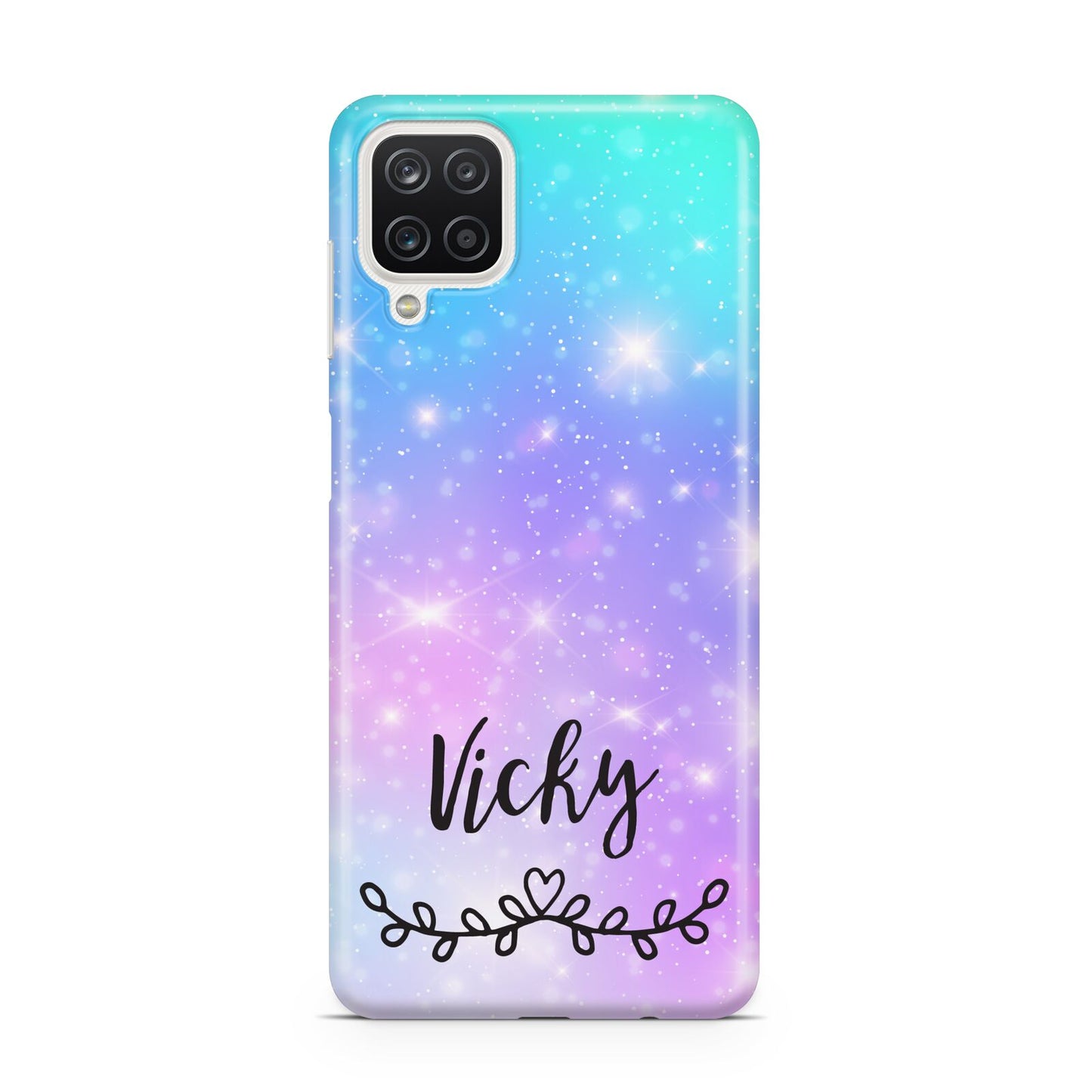 Personalised Black Name Purple Unicorn Marble Samsung M12 Case