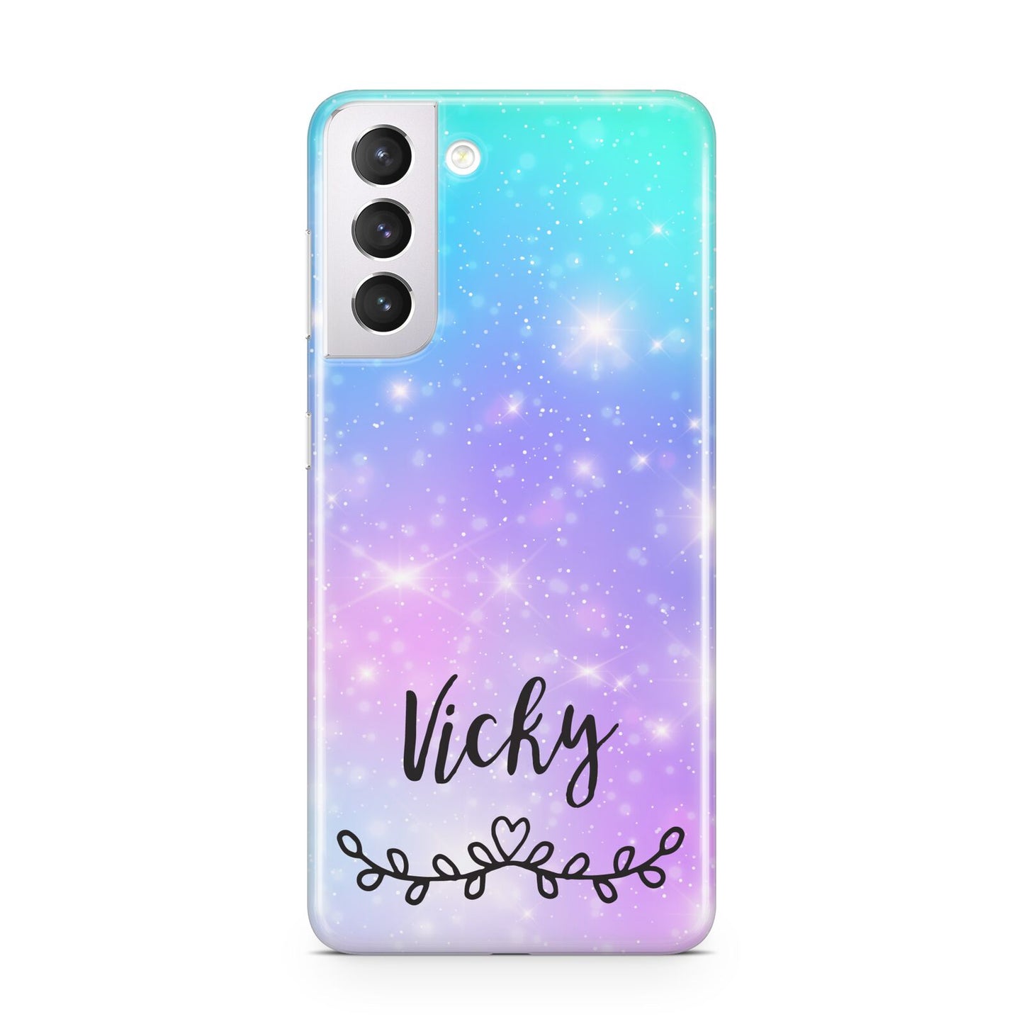 Personalised Black Name Purple Unicorn Marble Samsung S21 Case