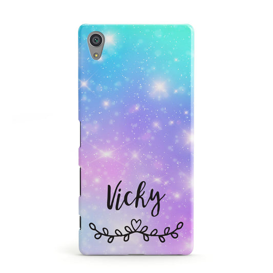 Personalised Black Name Purple Unicorn Marble Sony Xperia Case