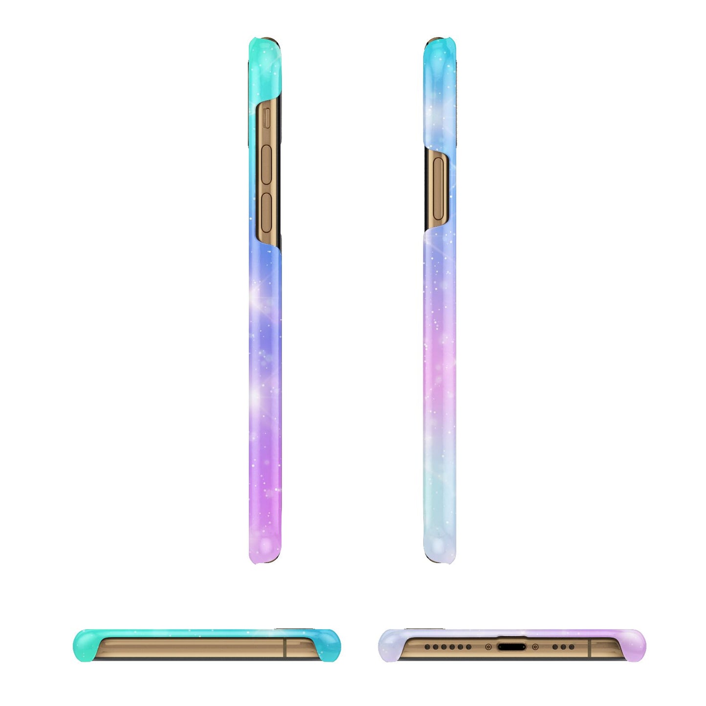 Personalised Black Name Purple Unicorn Marble iPhone 11 3D Snap Case Angle Images