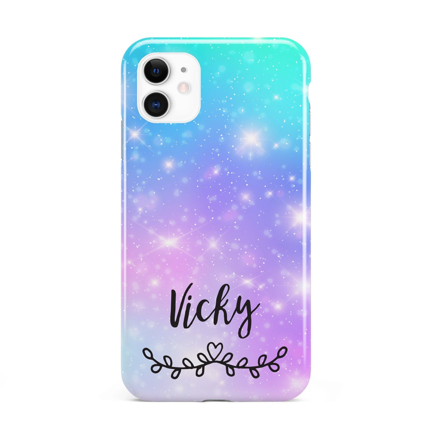 Personalised Black Name Purple Unicorn Marble iPhone 11 3D Tough Case