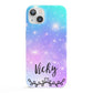 Personalised Black Name Purple Unicorn Marble iPhone 13 Full Wrap 3D Snap Case