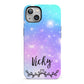Personalised Black Name Purple Unicorn Marble iPhone 13 Full Wrap 3D Tough Case