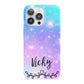 Personalised Black Name Purple Unicorn Marble iPhone 13 Pro Full Wrap 3D Snap Case