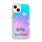 Personalised Black Name Purple Unicorn Marble iPhone 14 Glitter Tough Case Starlight